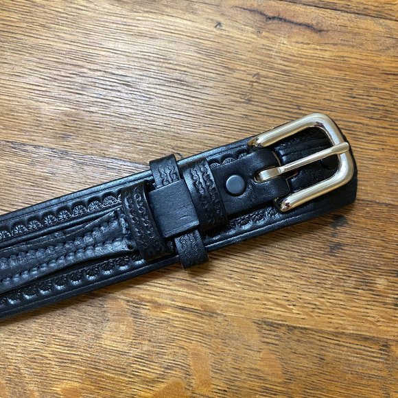 Tooled Leather Western Frontier Belt - Picture 3 of 10